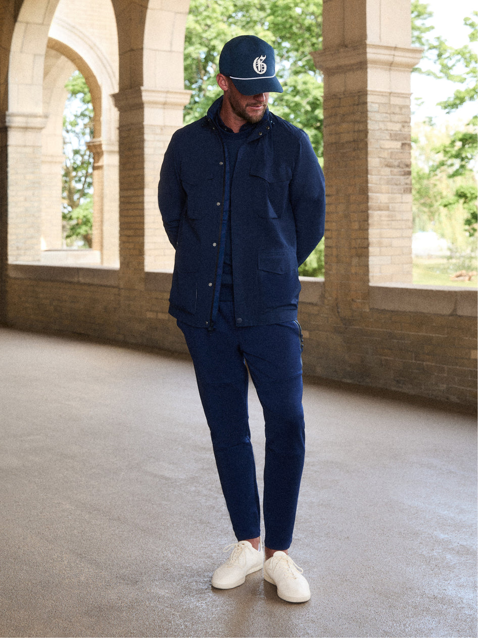 Maltese Blue Men's Premium Golf Outfit Full Look - On Model Front View | Greyson Clothiers