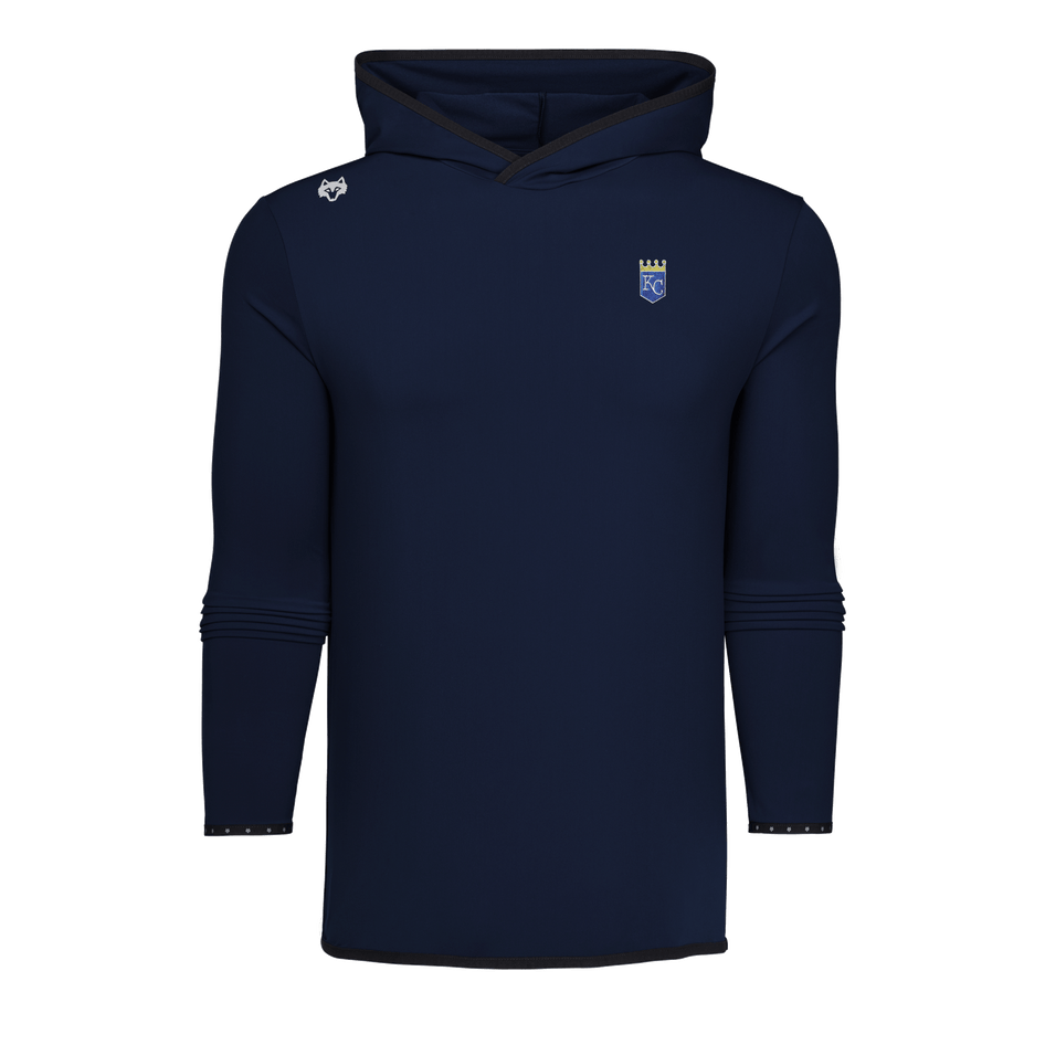 Maltese Blue Men's Kansas City Royals Colorado Hoodie - Flat Lay, Wolf & KC Logo Detail | Greyson Clothiers