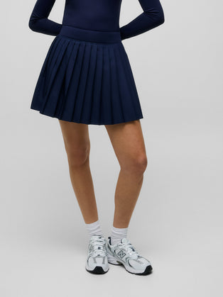 Maltese Blue Pleated Leo Skirt - Lower Body Front View, Women's Tennis Skirt | Greyson Clothiers