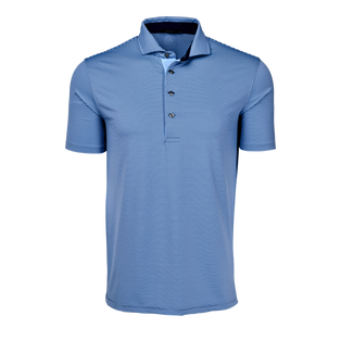 Falcon/Wolf Blue Mini-Stripe Saranac Short Sleeve Golf Polo - Front View | Greyson Clothiers