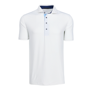 Arctic Pack Dot Performance Golf Polo with Navy Contrast Collar - Front View | Greyson Clothiers