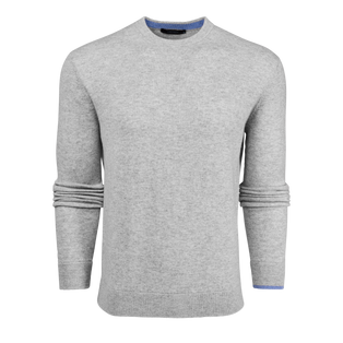 Light Grey Heather Greyson Clothiers Tomahawk Cashmere Crewneck Sweater - Front View