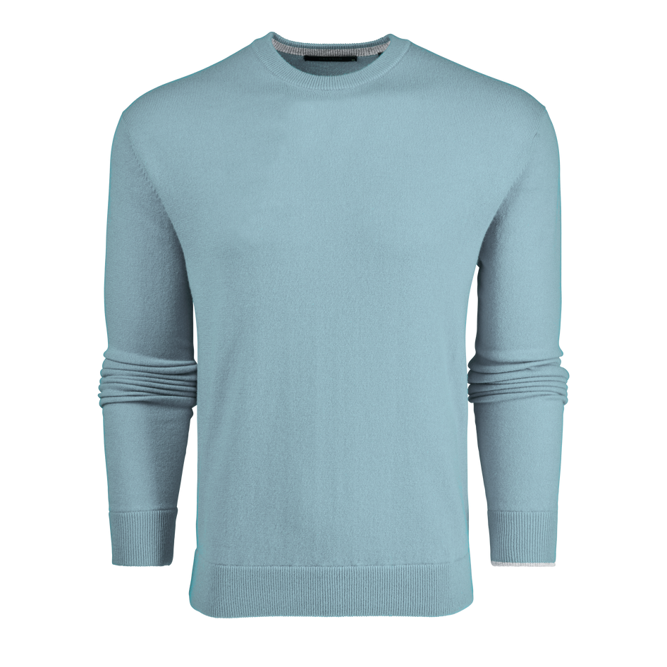 Slate Blue Men's Crewneck Knit Sweater - Front View | Greyson Clothiers