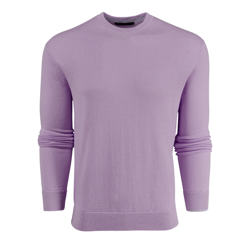 Lavender Men's Premium Crewneck Sweater - Ribbed Cuffs and Hem, Front View | Greyson Clothiers