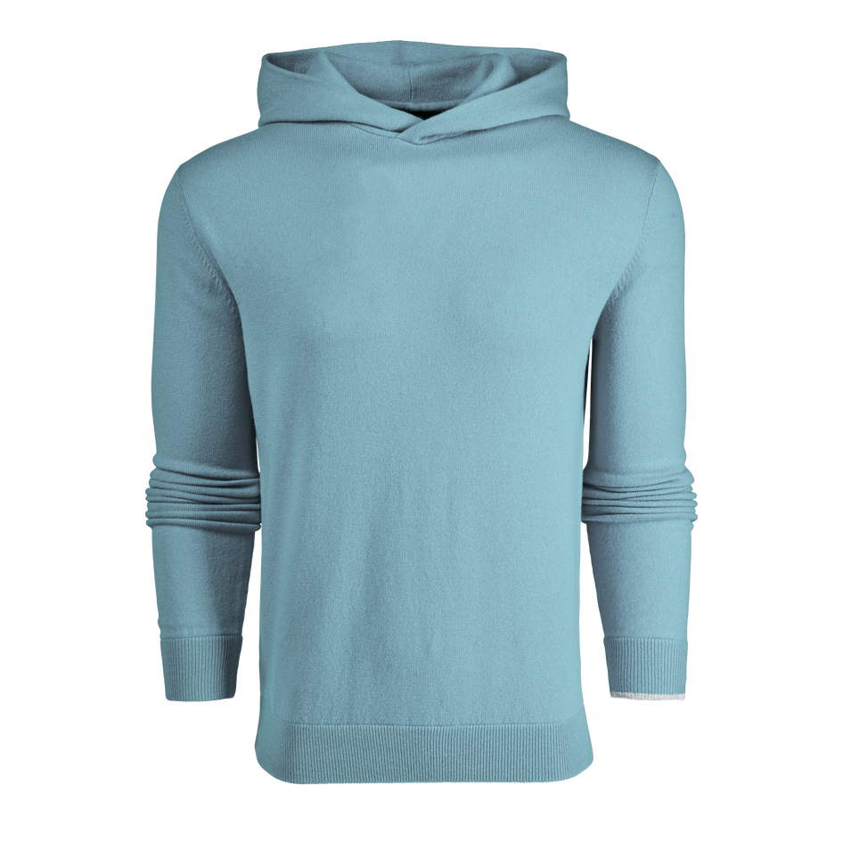 Harbor Blue Greyson Koko Premium Cashmere Golf Hoodie - Front View | Greyson Clothiers