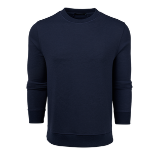 Midnight Falcon Navy Textured Fleece Troy Crewneck - Front View | Greyson Clothiers