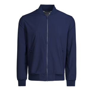 Maltese Blue Technical Bomber Full-Zip Jacket - Knit Collar & Zip Pocket Detail | Greyson Clothiers