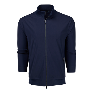 Maltese Blue Greyson Montauk Bomber Jacket - Front View, Men's Italian-Fabric Golf Jacket | Greyson Clothiers