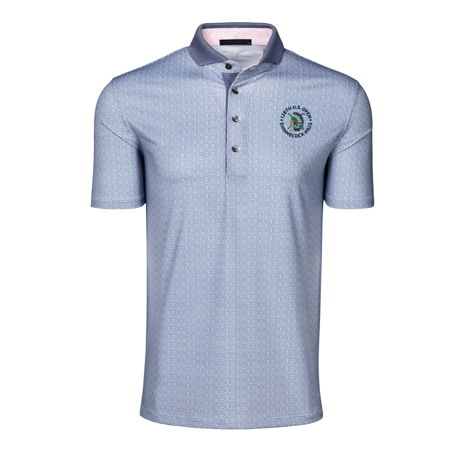 Tide Greek Key Print 126th U.S. Open Pathfinder Golf Polo - Front View | Greyson Clothiers