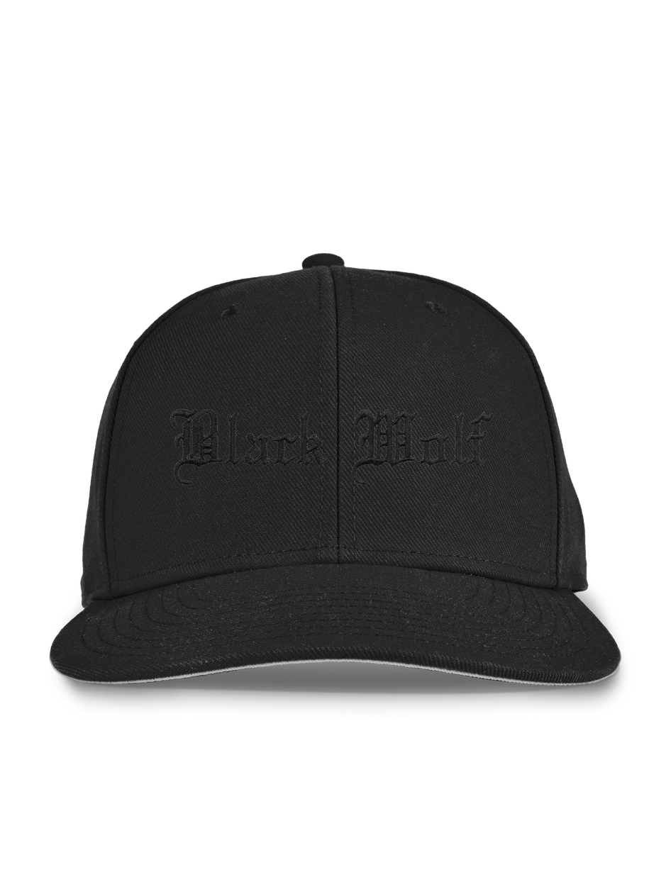 Black Wolf Snapback Hat - Front View, Tonal Embroidered Logo | Greyson Clothiers