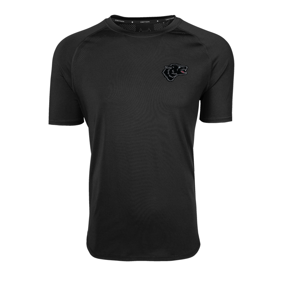 Shepherd Black Wolf Falcon Short Sleeve Tee - Front View, Perforated Detail | Greyson Clothiers
