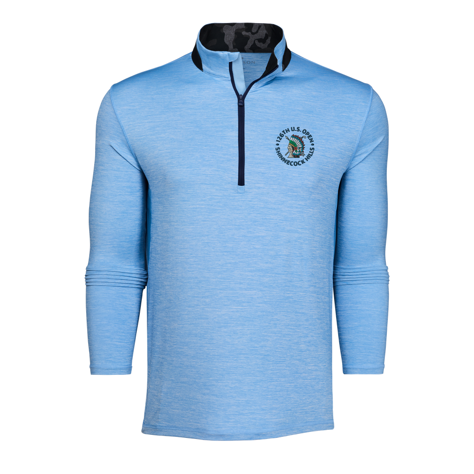 Blue Heather 126th U.S. Open Guide Sport Quarter-Zip, Camo Collar - Front View | Greyson Clothiers