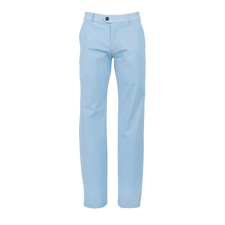 Light Blue Montauk Performance Trouser Slim Fit Premium Golf Pant - Front View, Clean Waistband | Greyson Clothiers