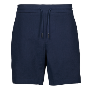 Maltese Blue Linen Gaston Pull-On Short - Front View | Greyson Clothiers