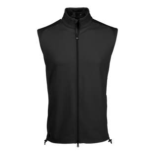Greyson Clothiers Sequoia Vest in Black - Windproof Full-Zip Front View | Men's Luxury Golf Vest