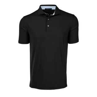Black Greyson Cayuse Short Sleeve Premium Golf Polo - Front View, Contrast Collar Detail | Greyson Clothiers