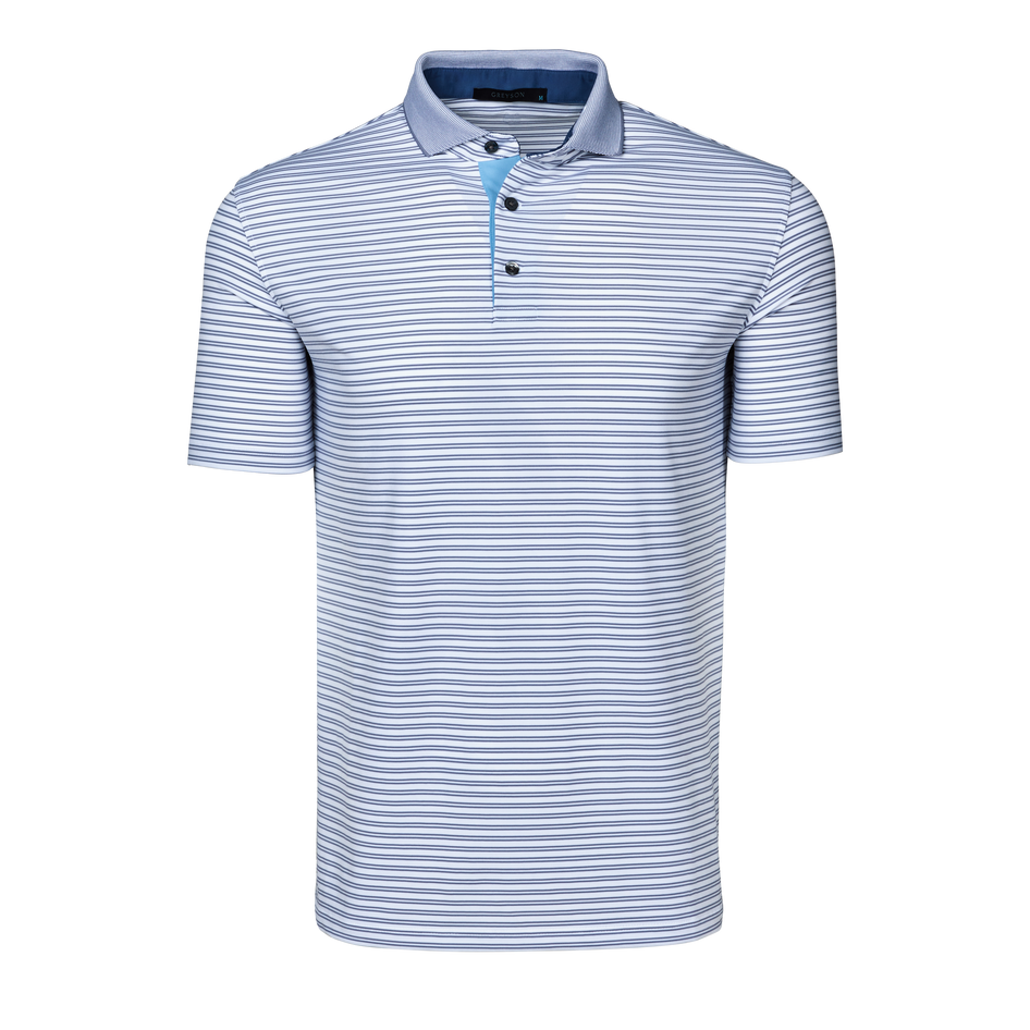 Arctic Greyson Clothiers Winoka Short Sleeve Striped Premium Golf Polo - Front View | Greyson Clothiers