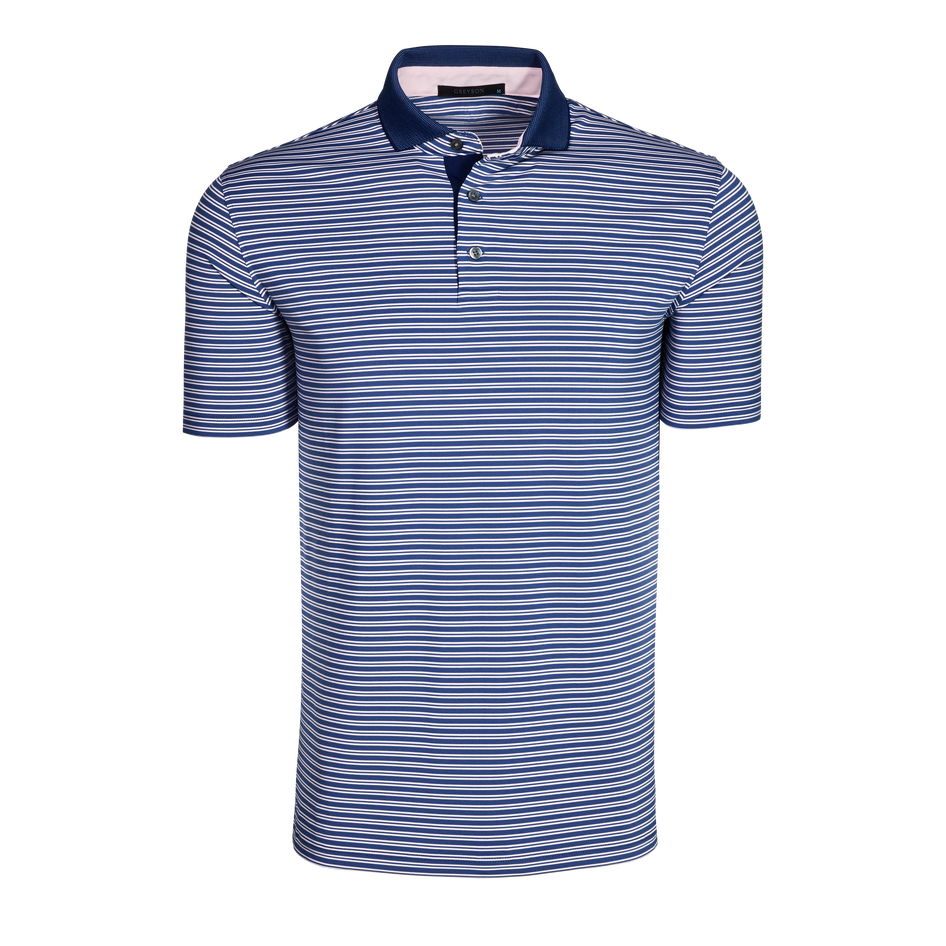 Falcon Greyson Clothiers Winoka Short Sleeve Polo - Striped Performance Golf Polo Front View | Greyson Clothiers