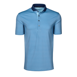 Tide Pathfinder Short Sleeve Golf Polo Greek Key Monogram Print - Front View | Greyson Clothiers