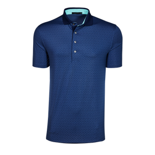 Maltese Blue Iron Serpent Printed Performance Polo - Front View, Snake Motif | Greyson Clothiers