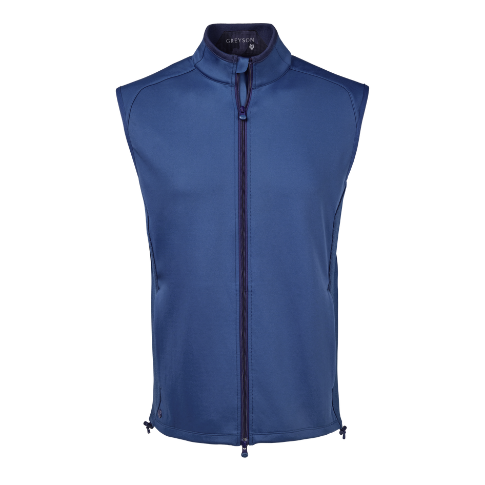 Greyson Clothiers Sequoia Vest in Maltese Blue - Full Zip Front View | Men's Golf Vest