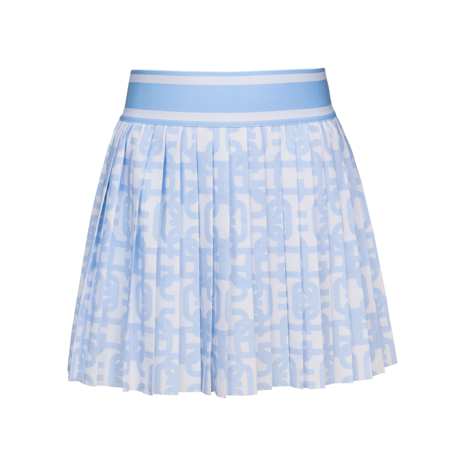 Wolf Blue Alpha Glyph Pleated Girls' Skirt - Front View | Greyson Clothiers