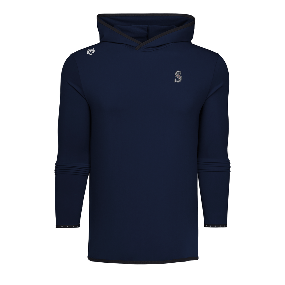 Maltese Blue Seattle Mariners Colorado Hoodie - Mariners S Logo Detail, Front Flat Lay | Greyson Clothiers
