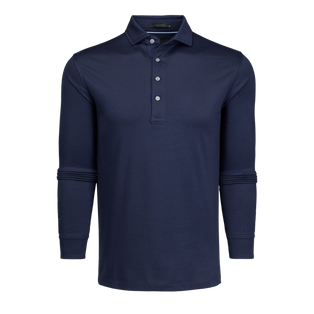 Greyson Clothiers Omaha Long Sleeve Polo - Bonneville Navy Classic Fit Front View | Greyson Clothiers