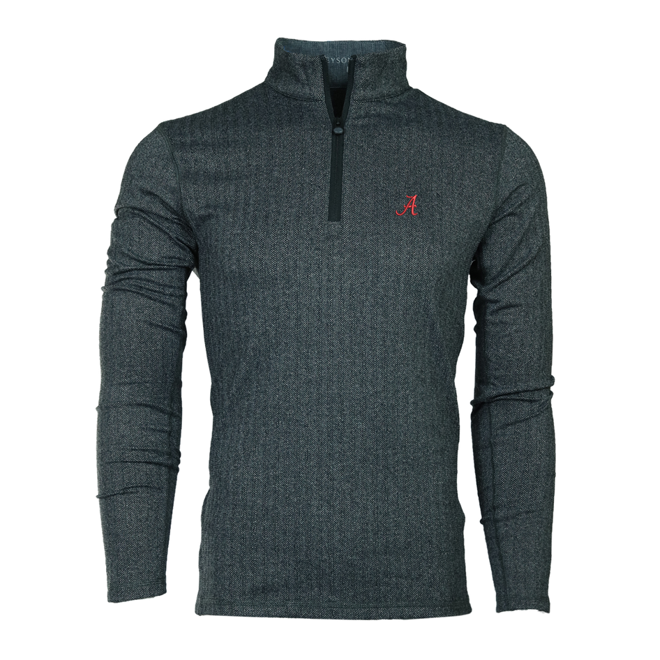 Greyson Clothiers Alabama Herringbone Tate Quarter-Zip in BLACK HERRINGBONE
