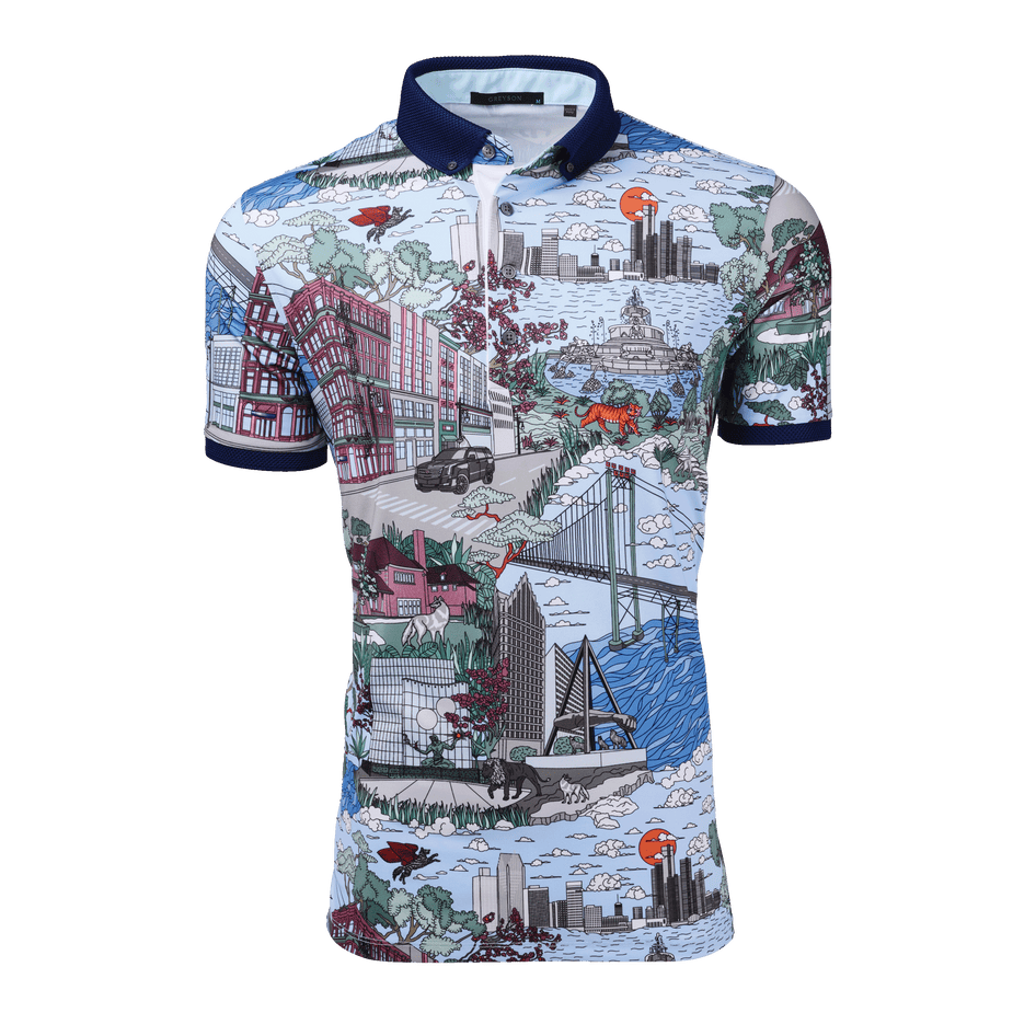 Greyson Clothiers Where The Wolves Are Polo in CITY SKY