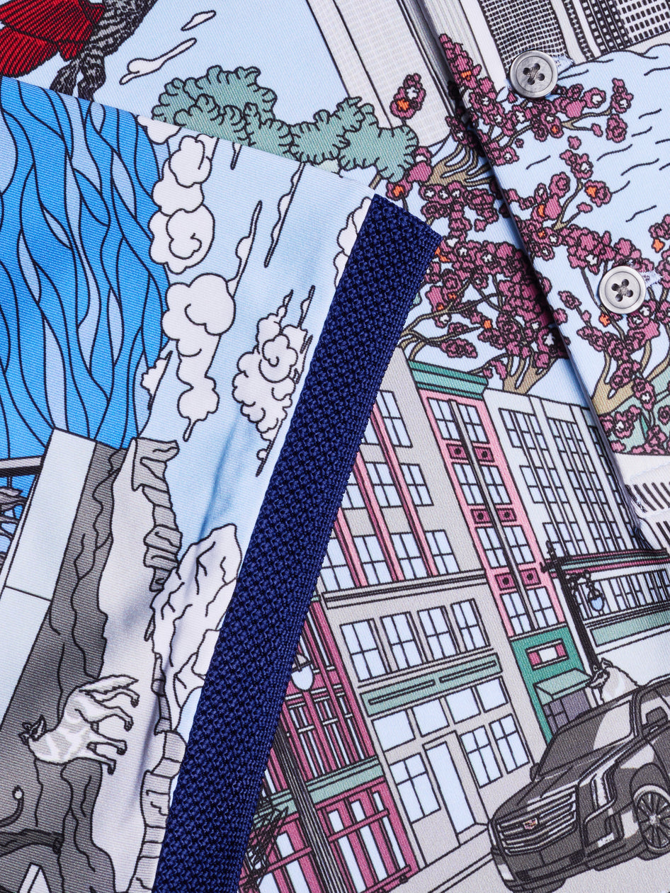 Greyson Clothiers Where The Wolves Are Polo in CITY SKY