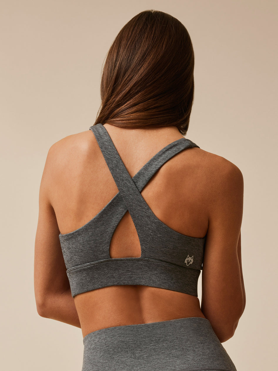 Greyson Clothiers Soleil Melange Sports Bra in SMOKE HEATHER