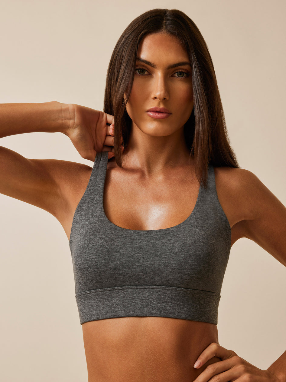 Greyson Clothiers Soleil Melange Sports Bra in SMOKE HEATHER