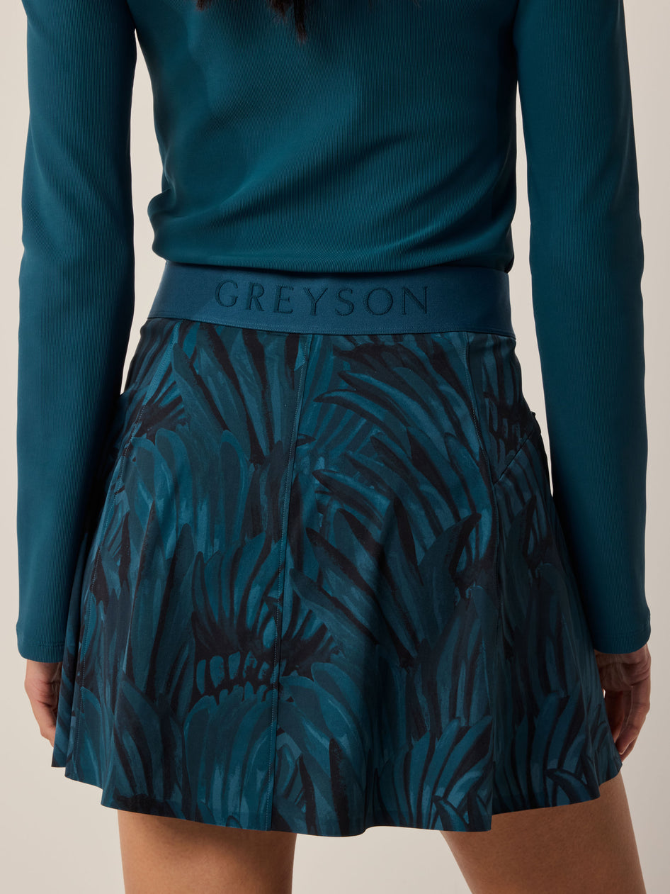 Greyson Clothiers Camo Feather Phoenix Flare Skirt in AEGEAN