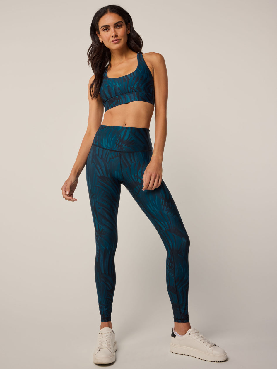 Greyson Clothiers Camo Feather Luna Sports Bra in AEGEAN