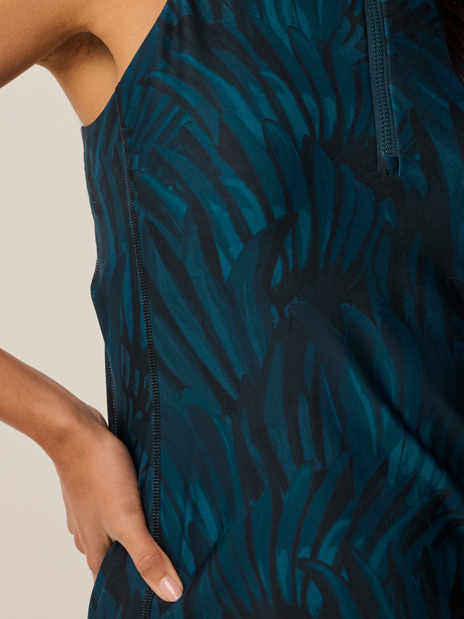 Greyson Clothiers Camo Feather Nova Mock Neck Dress in AEGEAN