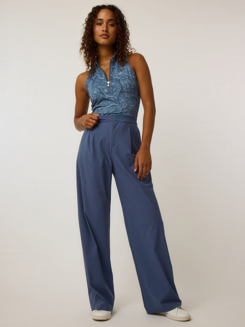 Greyson Clothiers Utopia Sleeveless Vesta Mock Neck Top in VINTAGE INDIGO