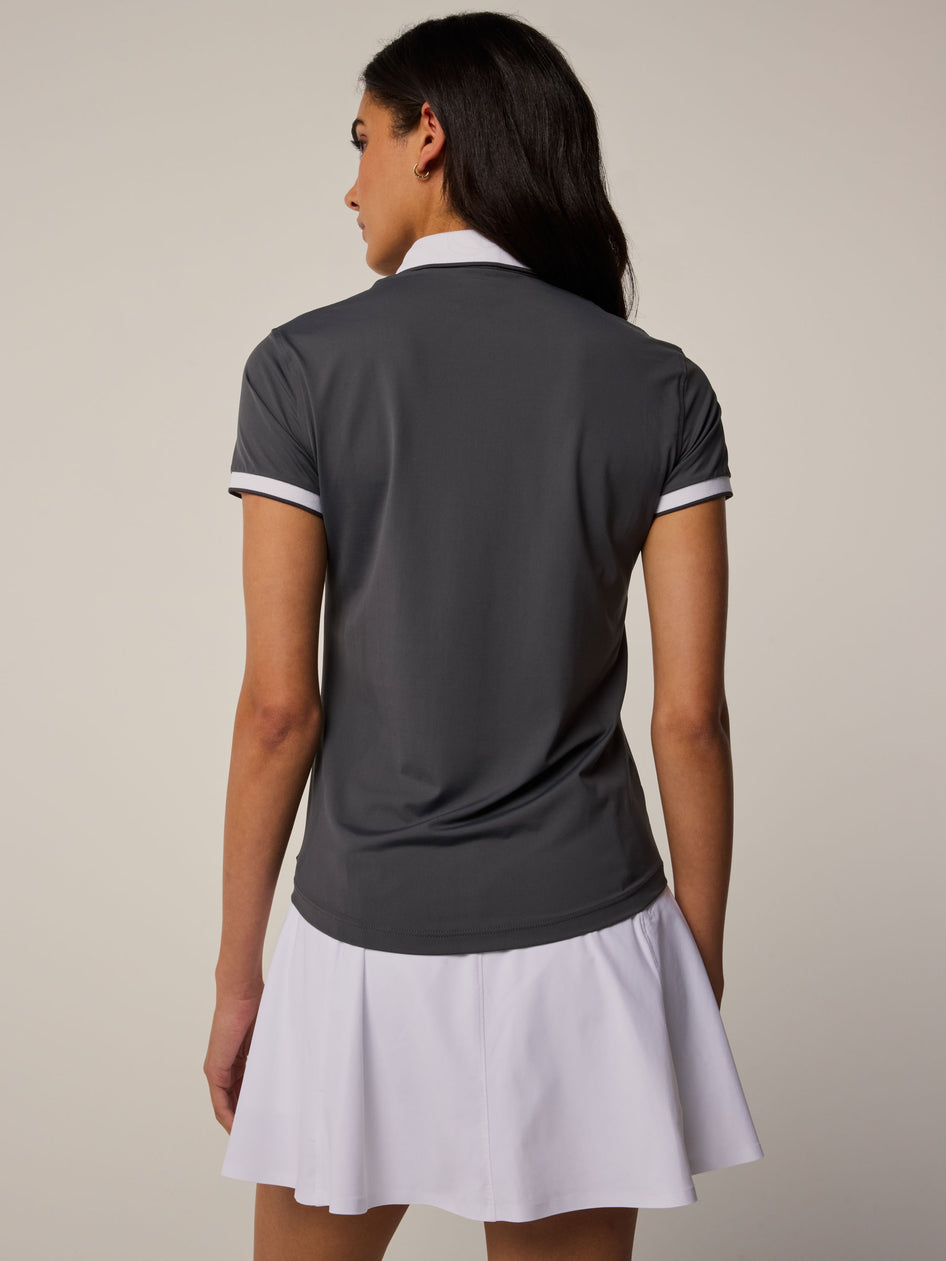 Greyson Clothiers Scarlett Crowley Collar Polo in ANTHRACITE