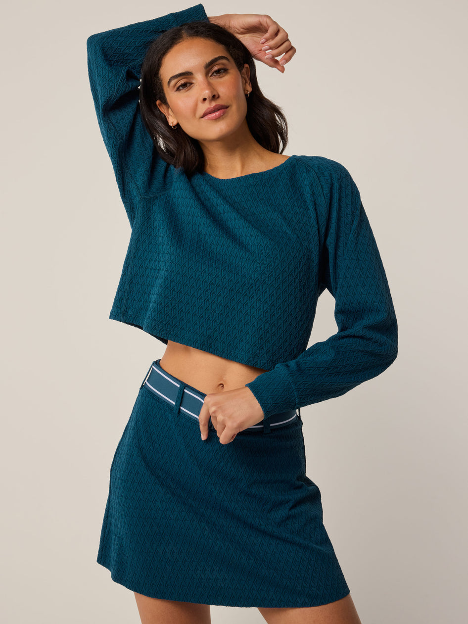 Greyson Clothiers Diamonds All Day Jacquard Gracie Top in AEGEAN