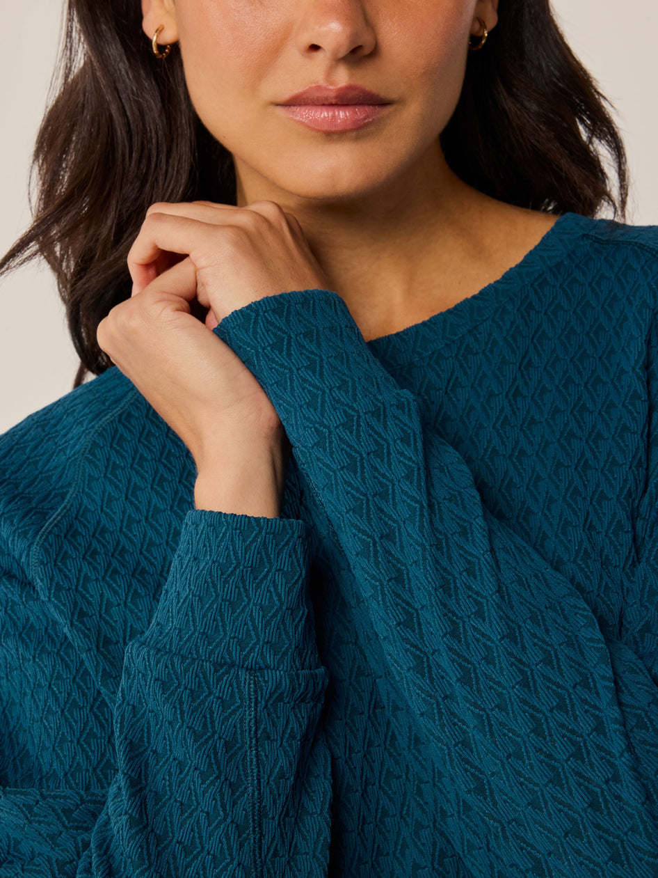 Greyson Clothiers Diamonds All Day Jacquard Gracie Top in AEGEAN
