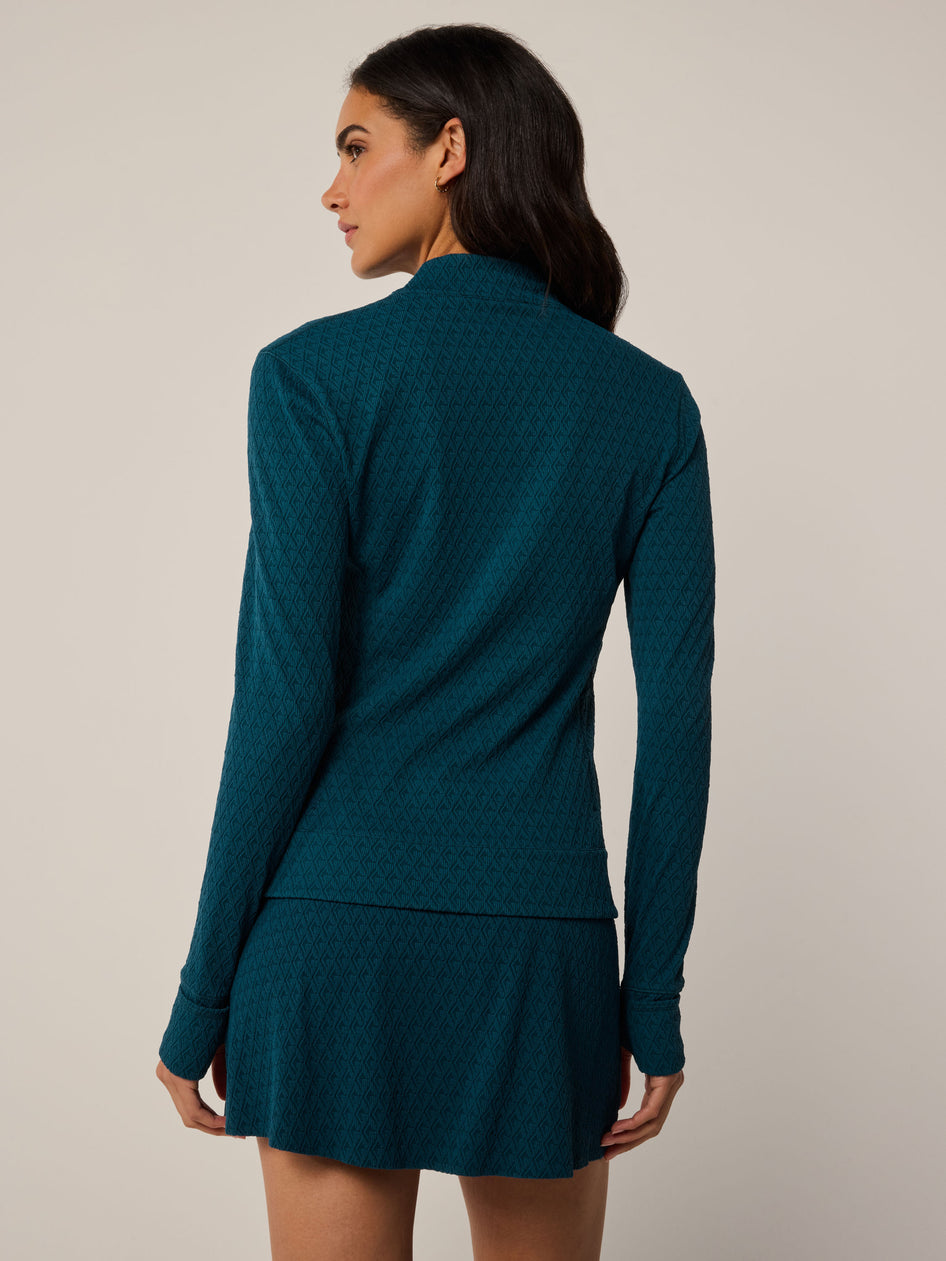 Greyson Clothiers Diamonds All Day Jacquard Halley Quarter-Zip in AEGEAN