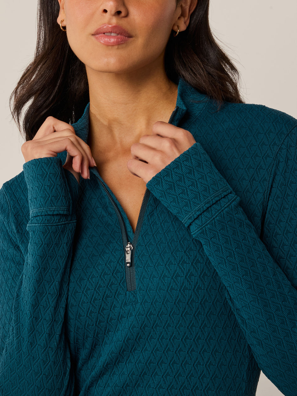 Greyson Clothiers Diamonds All Day Jacquard Halley Quarter-Zip in AEGEAN