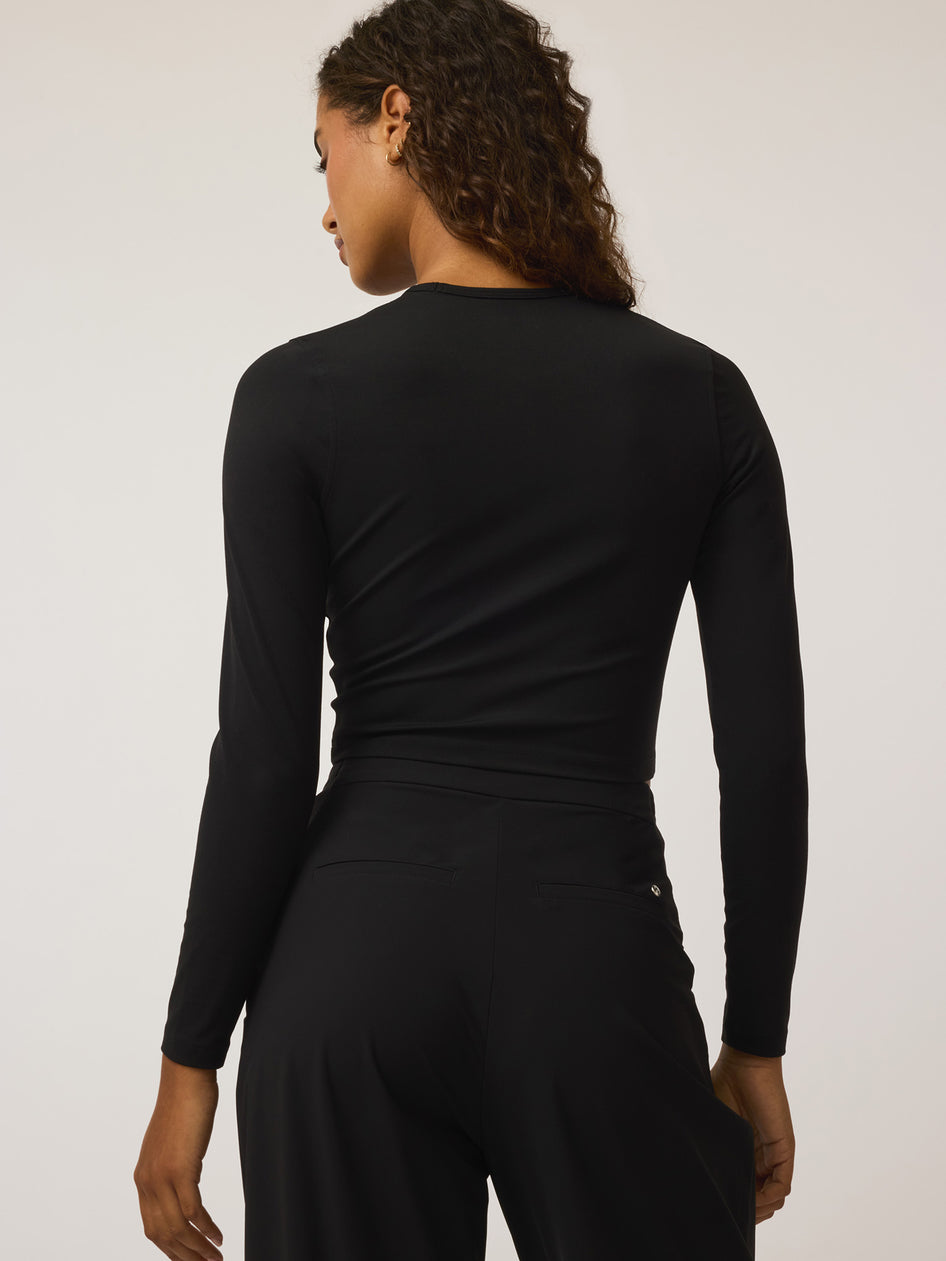 Greyson Clothiers Venus Long Sleeve Crop Top in SHEPHERD