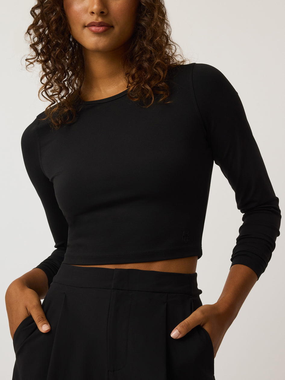 Greyson Clothiers Venus Long Sleeve Crop Top in SHEPHERD