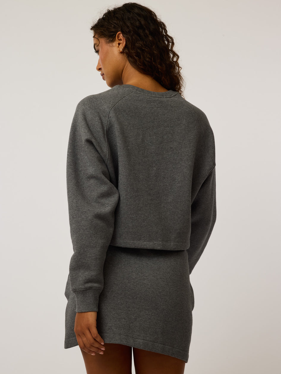 Greyson Clothiers Greyson Aspen Cropped Crewneck in SMOKE HEATHER