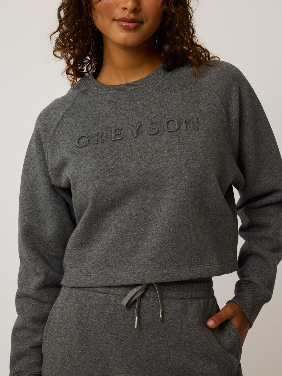 Greyson Clothiers Greyson Aspen Cropped Crewneck in SMOKE HEATHER
