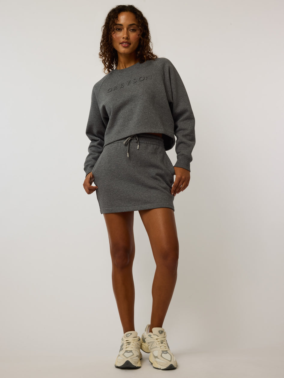 Greyson Clothiers Greyson Aspen Cropped Crewneck in SMOKE HEATHER