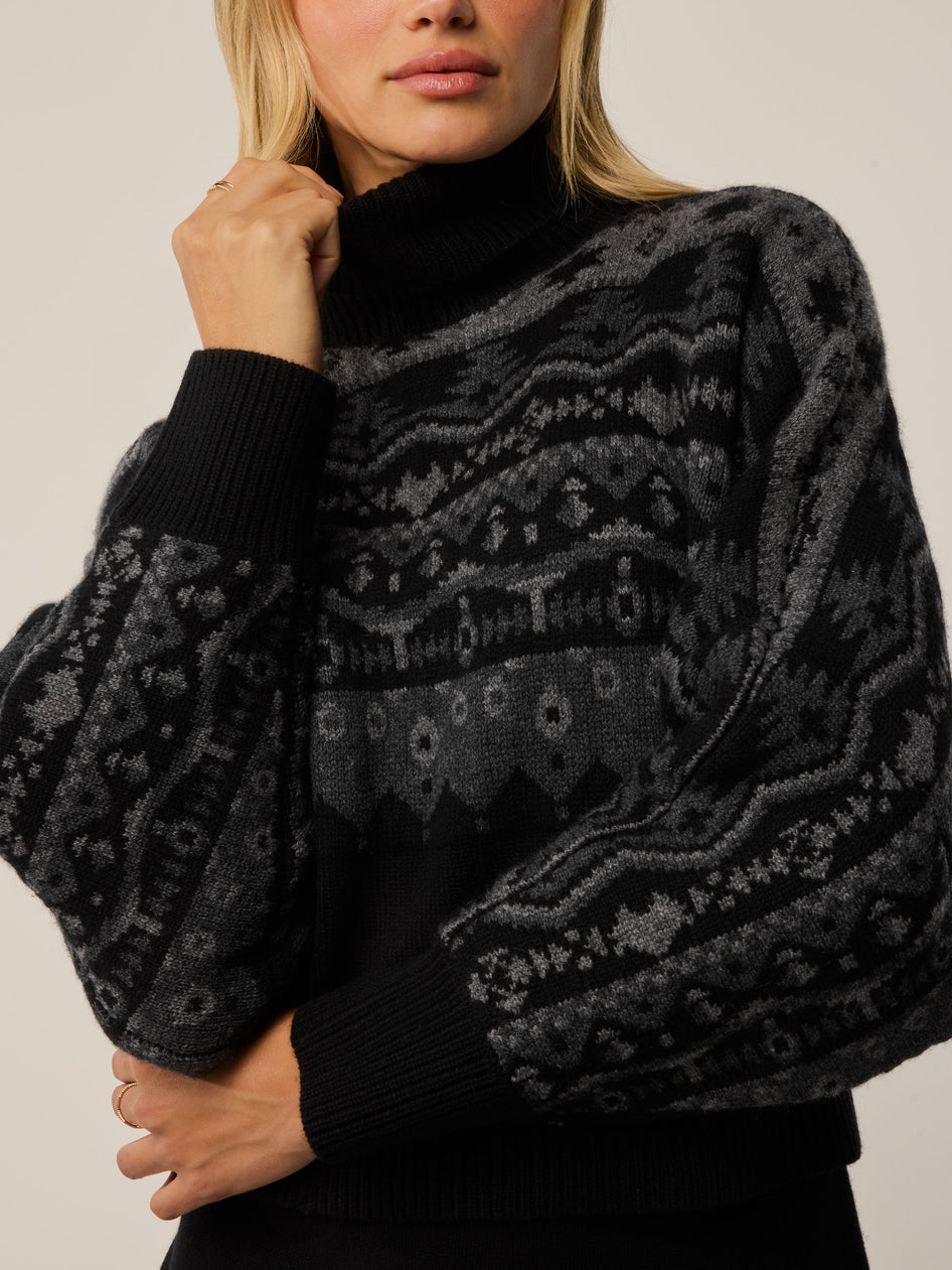 Greyson Clothiers Koko Jacquard Crop Sweater in SHEPHERD
