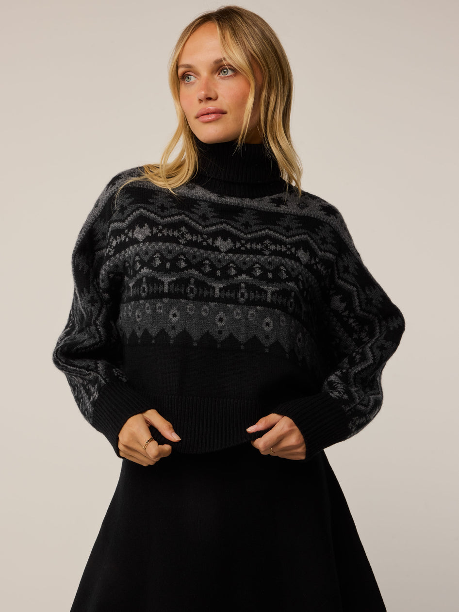 Greyson Clothiers Koko Jacquard Crop Sweater in SHEPHERD