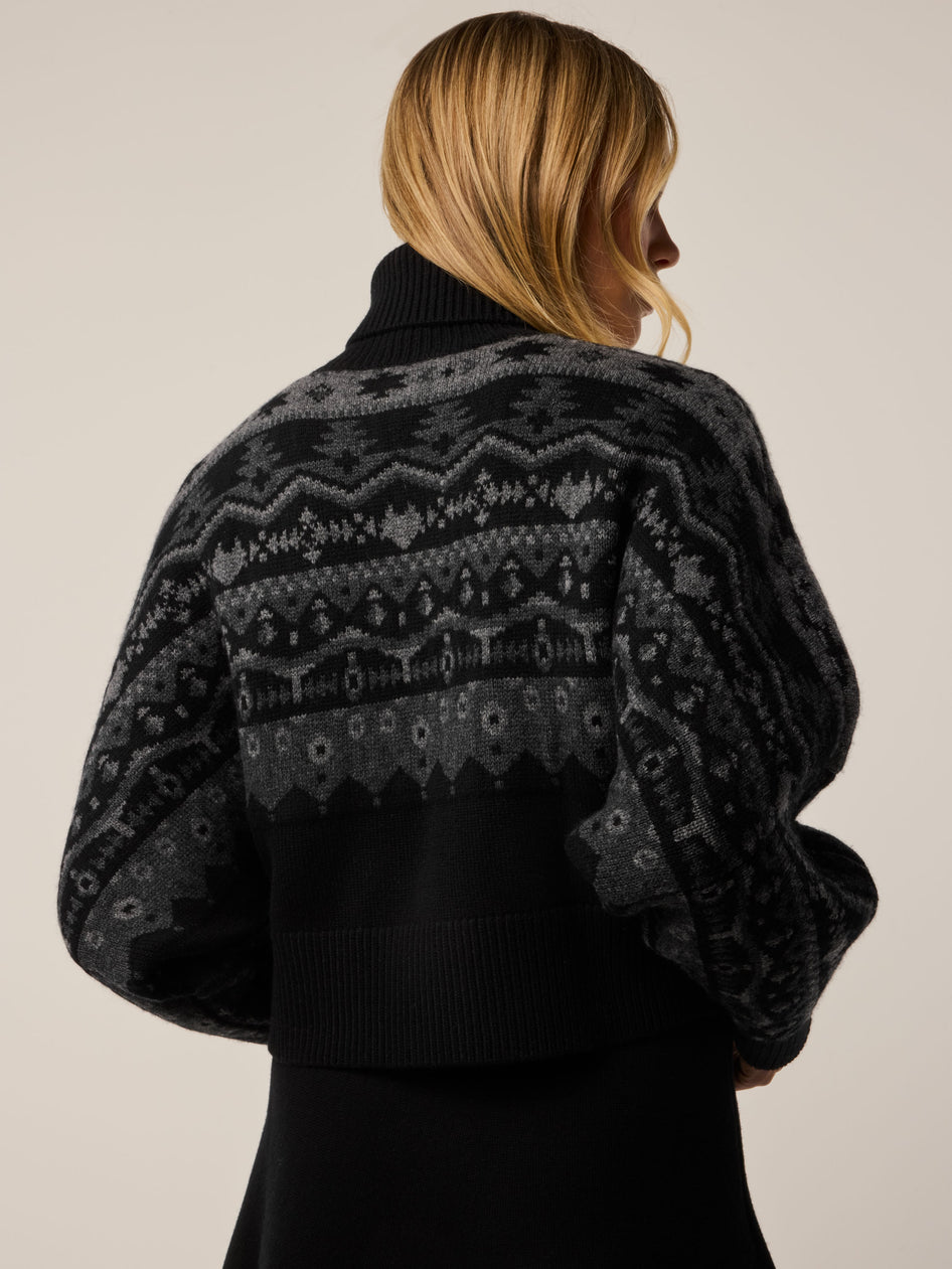 Greyson Clothiers Koko Jacquard Crop Sweater in SHEPHERD